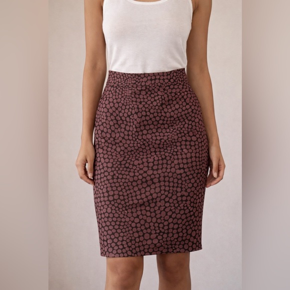 LOFT pencil skirt | Burgundy Polka Dot Pencil Skirt | Business Casual Workwear - Picture 3 of 6